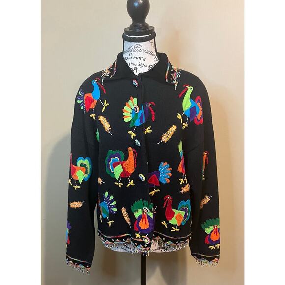 Design Options by Philip and Jane Gordon Sweaters - Design Options Philip Jane Gordon Sweater Cardigan Lg Turkey Art Vintage Rare